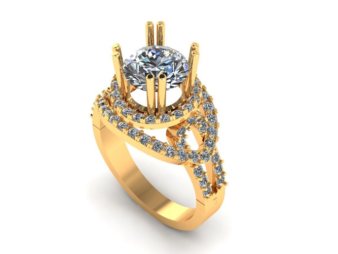 Ring with diamonds 3D print model 11