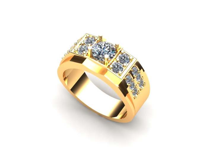 Ring with diamonds 3D print model 13
