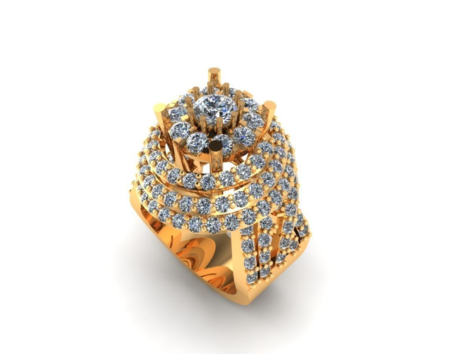 Ring with diamonds 3D print model 12