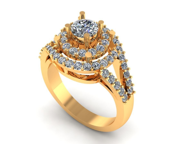 Ring with diamonds 3D print model 14