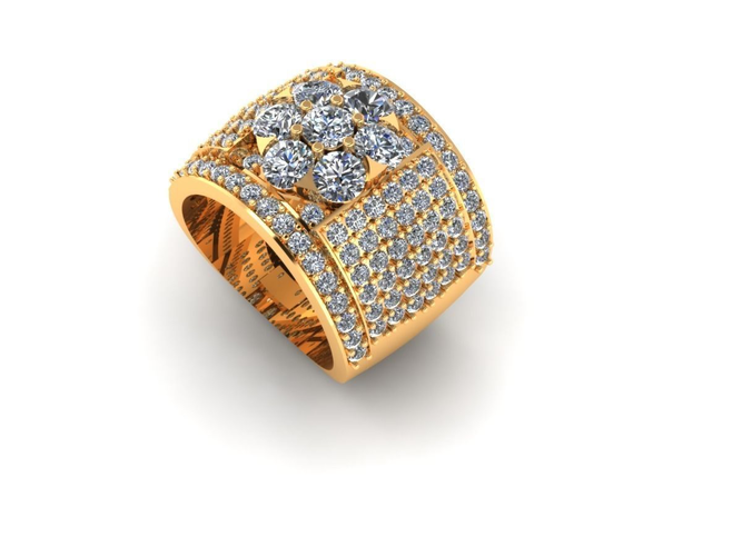 Ring with diamonds 3D print model 16