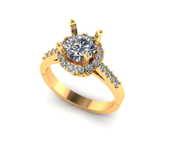 Ring with diamonds 3D print model 21