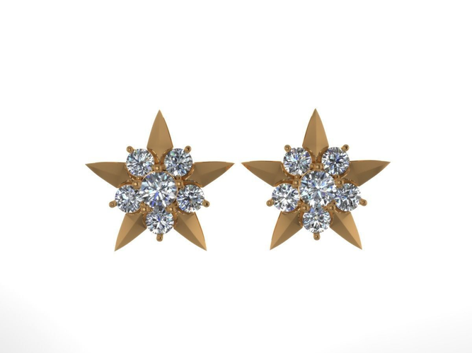 Earrings with diamonds 3D print model 10