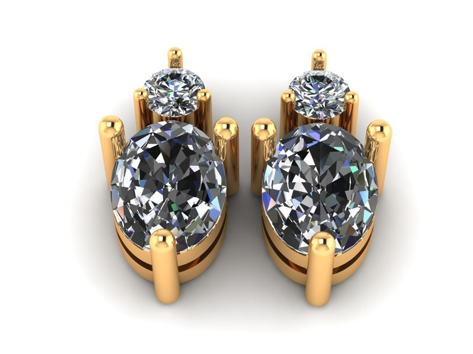 Earrings with diamonds 3D print model 11