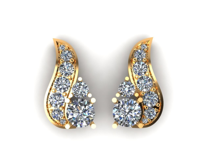 Earrings with diamonds 3D print model 15 3D model