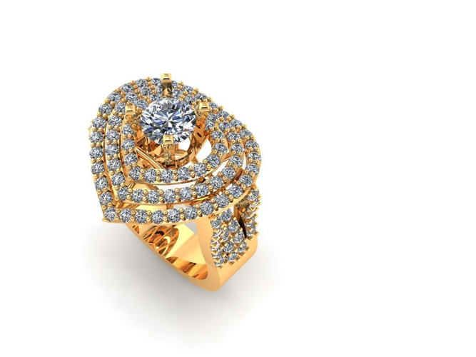 Ring with diamonds 3D print model 24