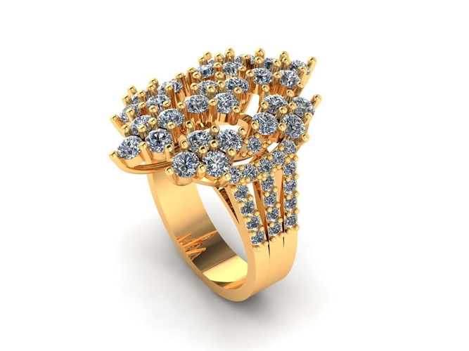 Ring with diamonds 3D print model 23