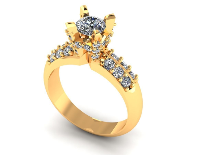 Ring with diamonds 3D print model 33