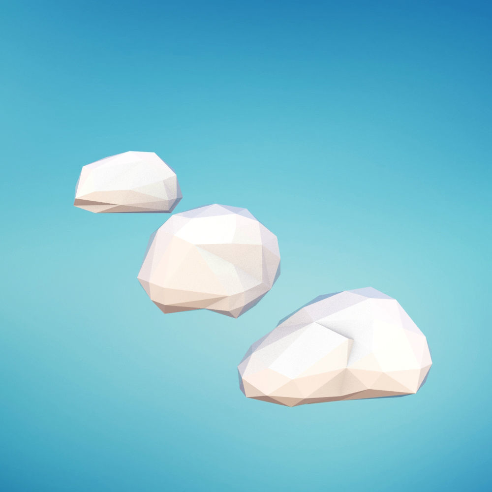 Low Poly Clouds Low-poly 3D model_7