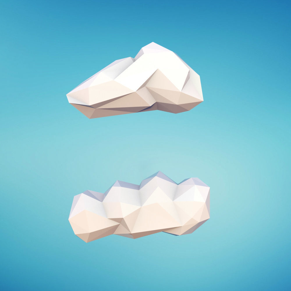 Low Poly Clouds Low-poly 3D model_5