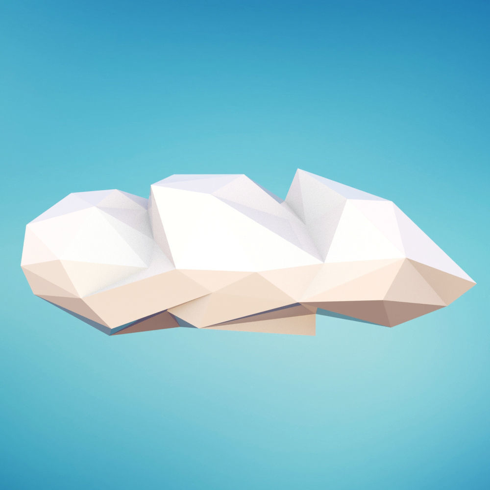 Low Poly Clouds Low-poly 3D model_6