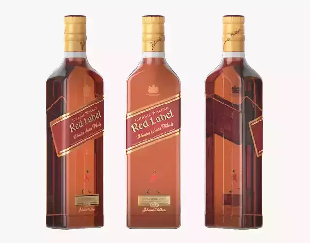 Red Label Whiskey bottle 3D model