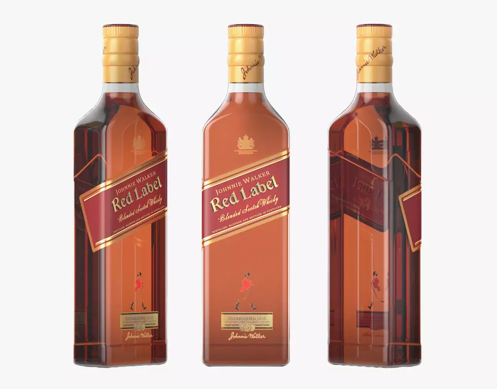 Red Label Whiskey bottle 3D model_0
