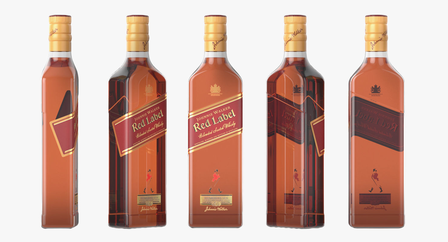 Red Label Whiskey bottle 3D model_1