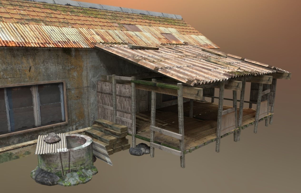 Asian Traditional Village Low-poly 3D model_4