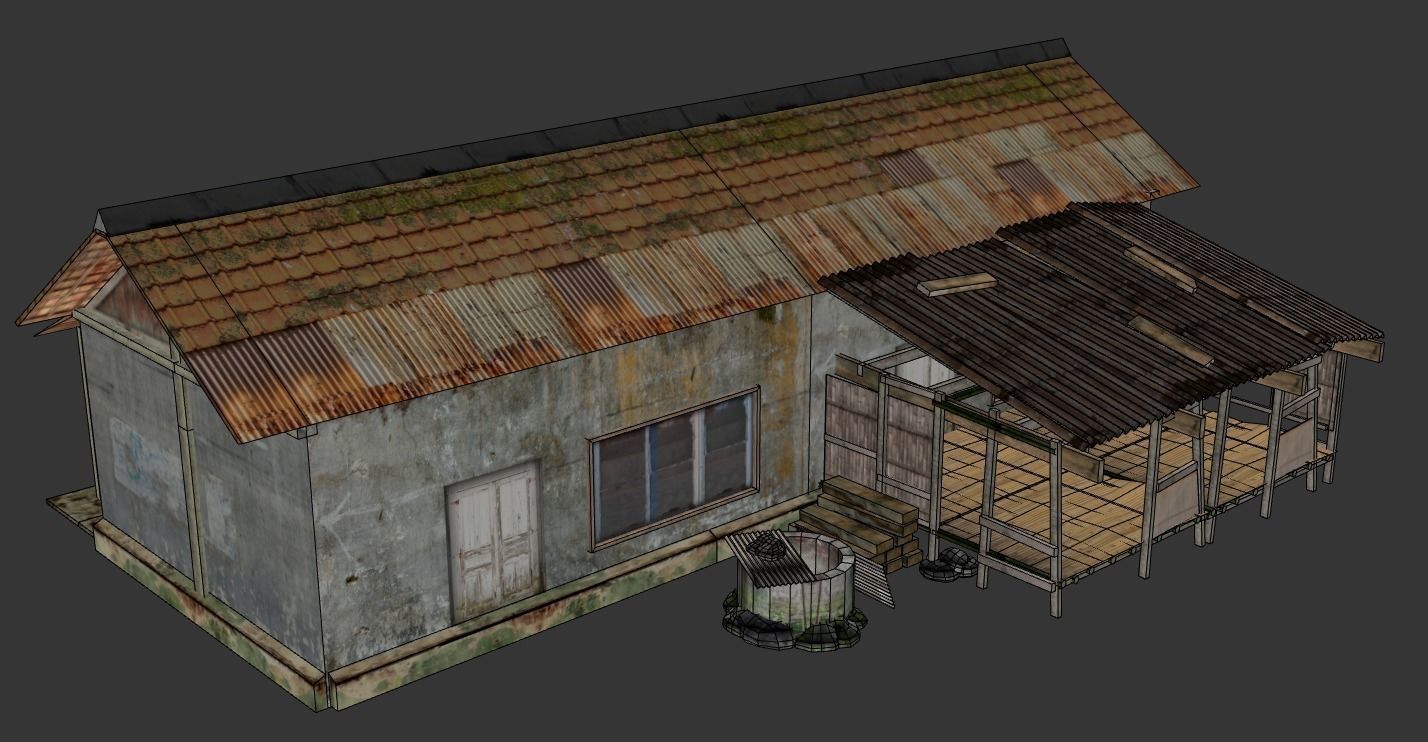 Asian Traditional Village Low-poly 3D model_5