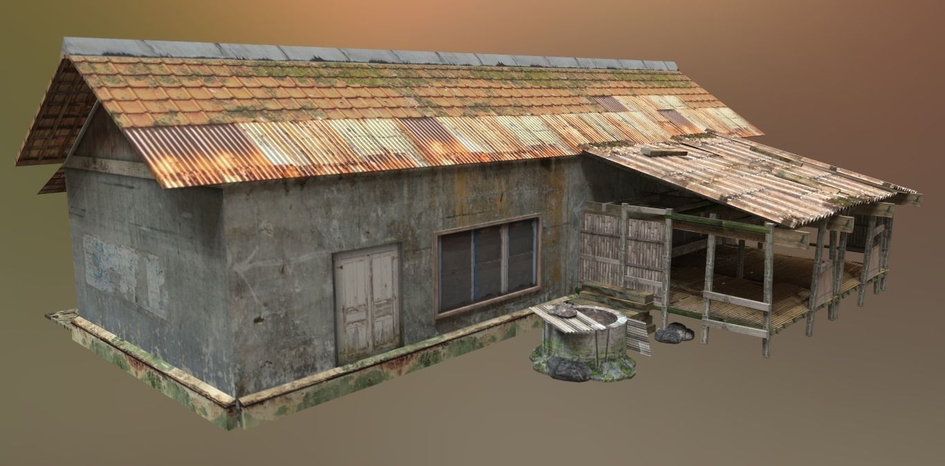 Asian Traditional Village Low-poly 3D model_1