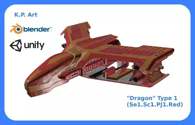 Spaceship Dragon Type 1 Se1-Sc1-PJ1-Red Low-poly 3D model