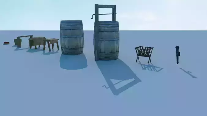 Medieval street assets pack Free 3D model
