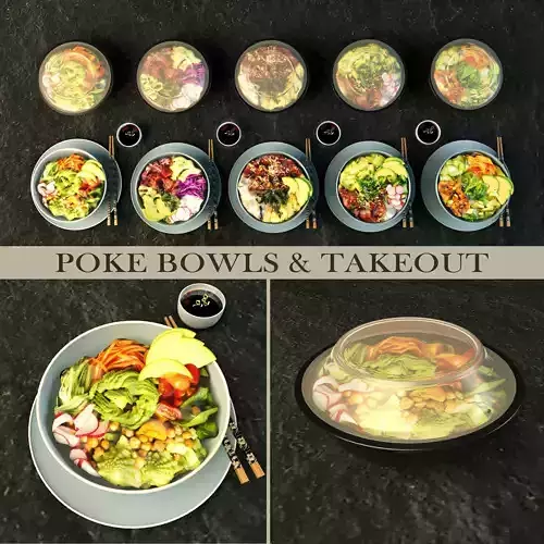 Poke bowl take out 3D model