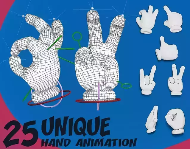 25 Cartoon Hand Animation  3D model