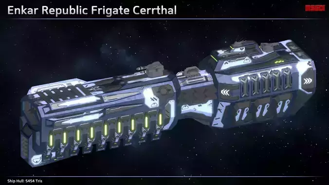 Spaceship Enkar Republic Frigate Cerrthal Low-poly 3D model