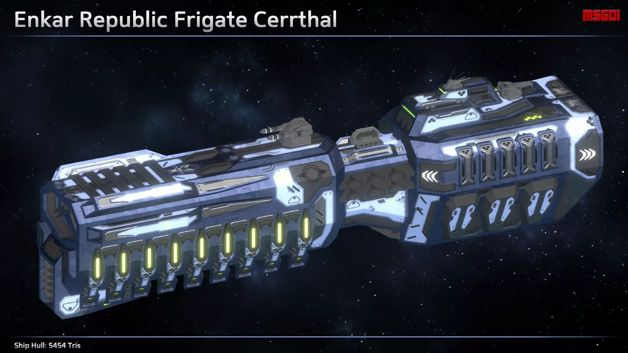 Spaceship Enkar Republic Frigate Cerrthal Low-poly 3D model_0