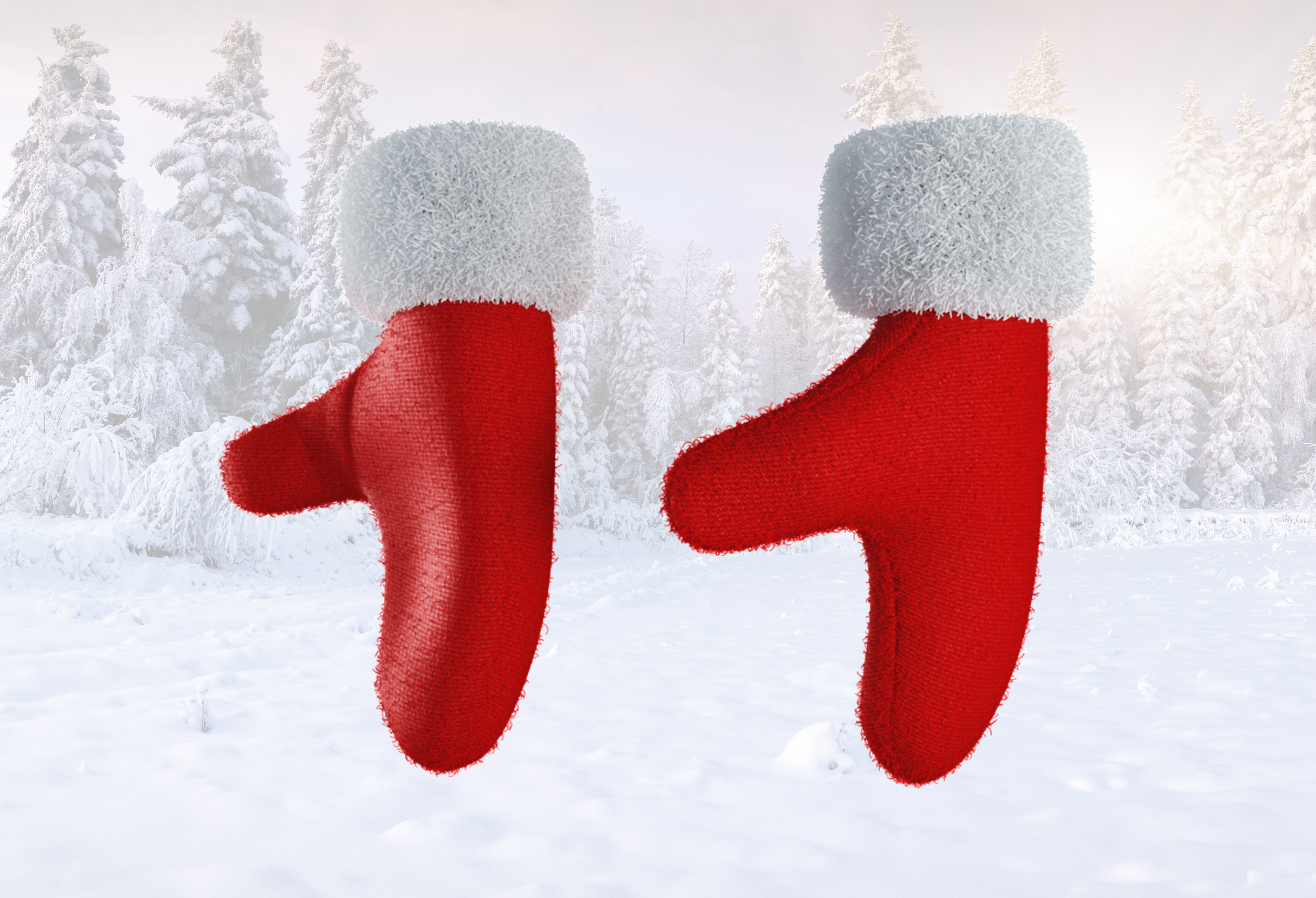 Christmas Gloves Low-poly 3D model_2