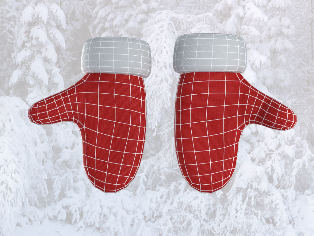 Christmas Gloves Low-poly 3D model_5