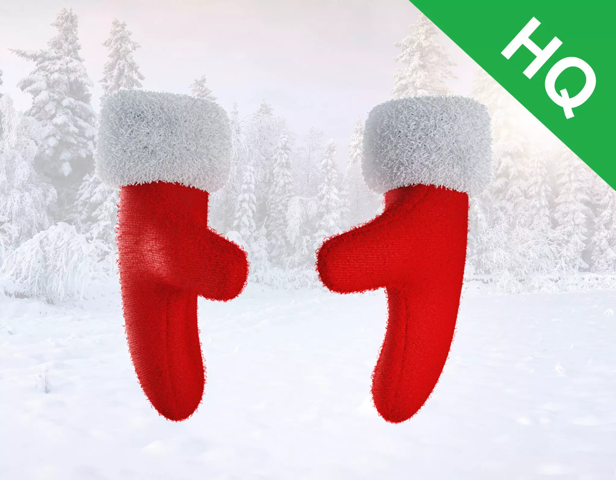 Christmas Gloves Low-poly 3D model_0
