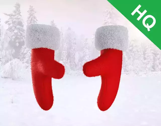 Christmas Gloves Low-poly 3D model