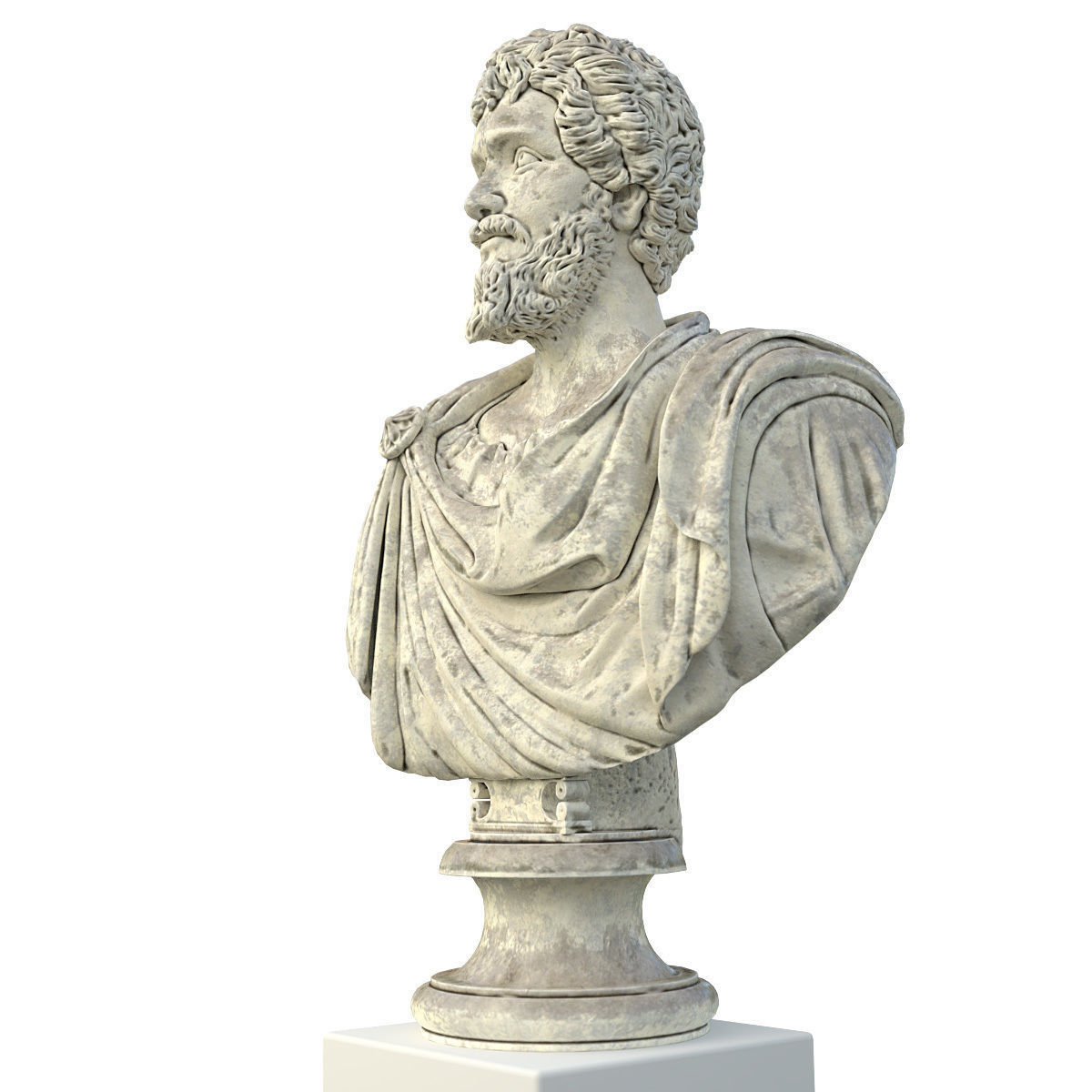 Old Stone Bust of Septimius Severus Emperor 3D model_3