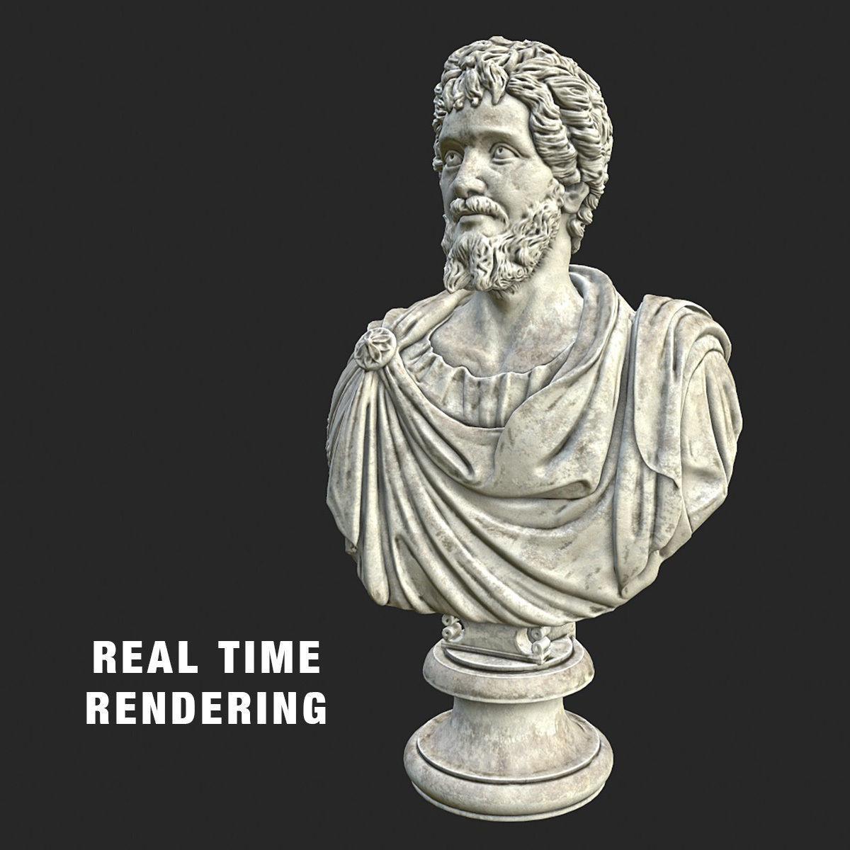 Old Stone Bust of Septimius Severus Emperor 3D model_6