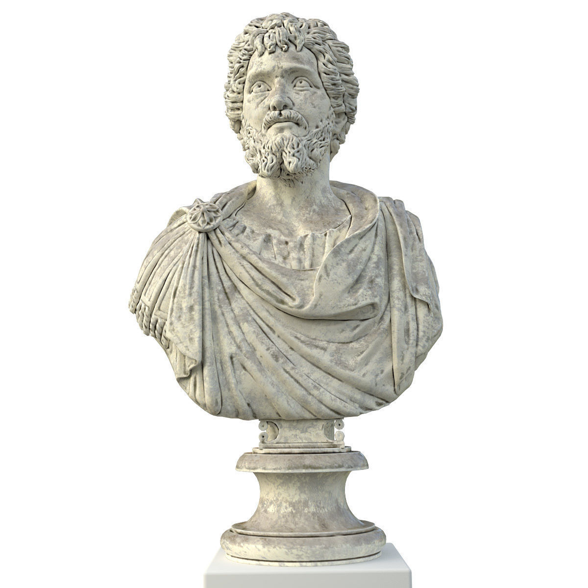 Old Stone Bust of Septimius Severus Emperor 3D model_2