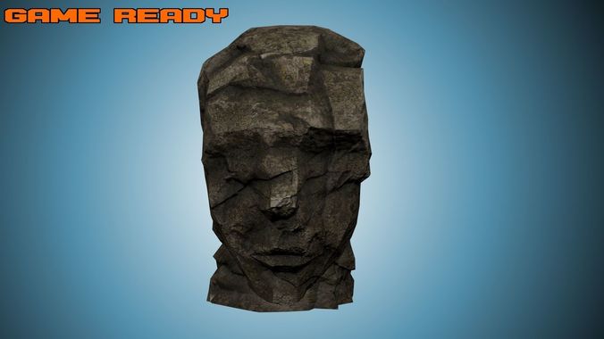 Game Ready Rock Formation - Ancient Stone Head Low-poly 3D model