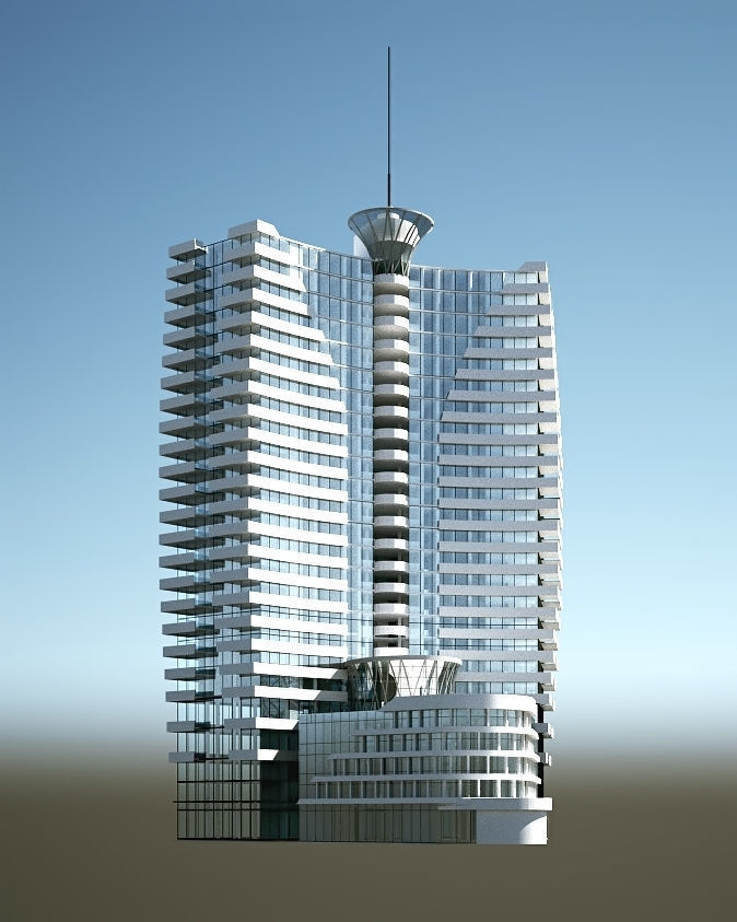 Hotel1 high rise building on sky 3D model_1