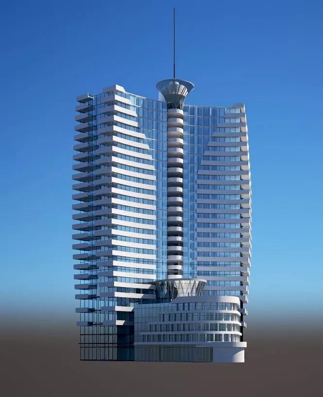 Hotel1 high rise building on sky 3D model_0