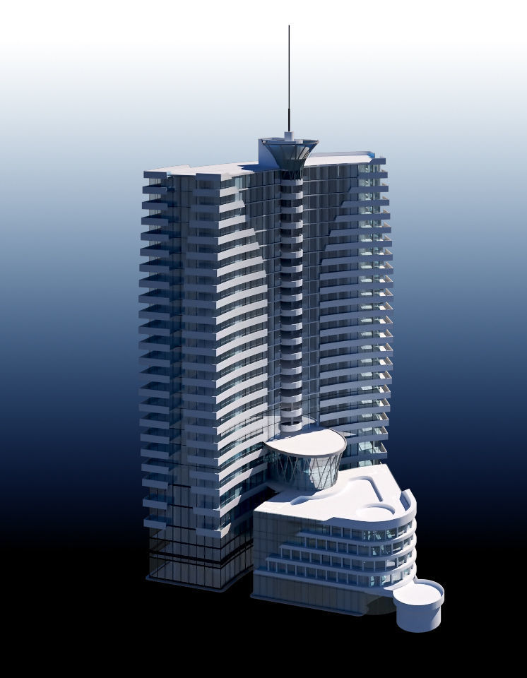 Hotel1 high rise building on sky 3D model_3