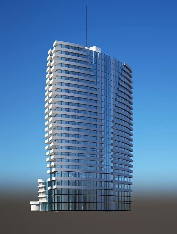 Hotel1 high rise building on sky 3D model_4