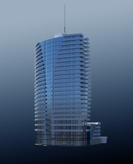 Hotel1 high rise building on sky 3D model_2
