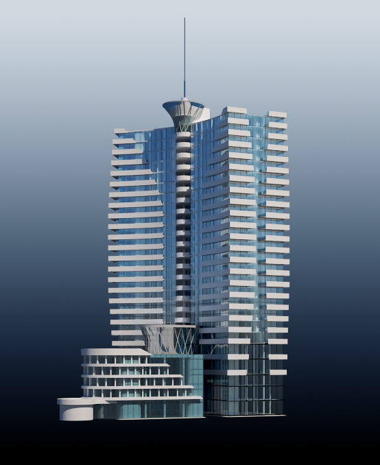 Hotel1 high rise building on sky 3D model_5