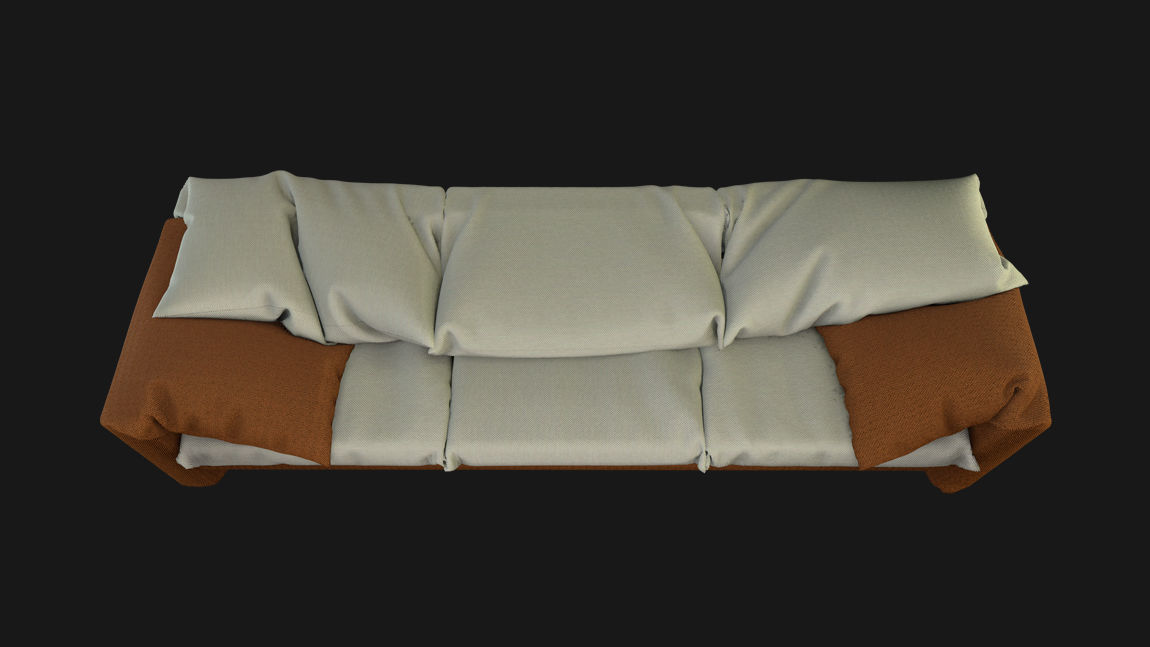 Sofa with pillows 3D model_2