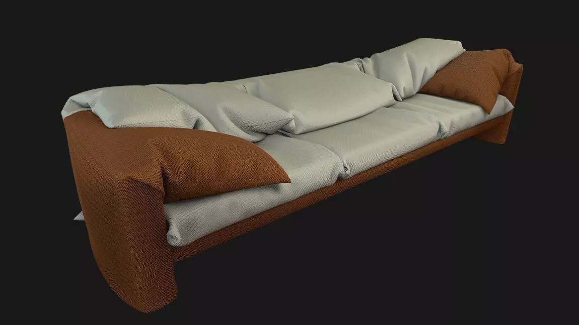 Sofa with pillows 3D model_0