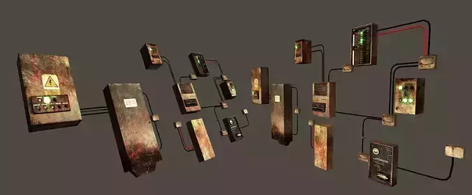 Free Game Ready Fusebox Collection - Clean and Rusty Free low-poly 3D model