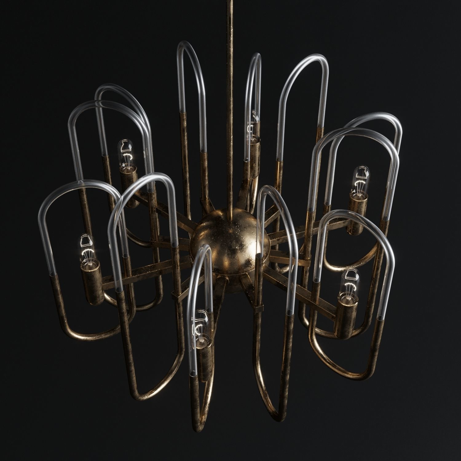 Gaetano Sciolari Brass Chandelier 3D model_5