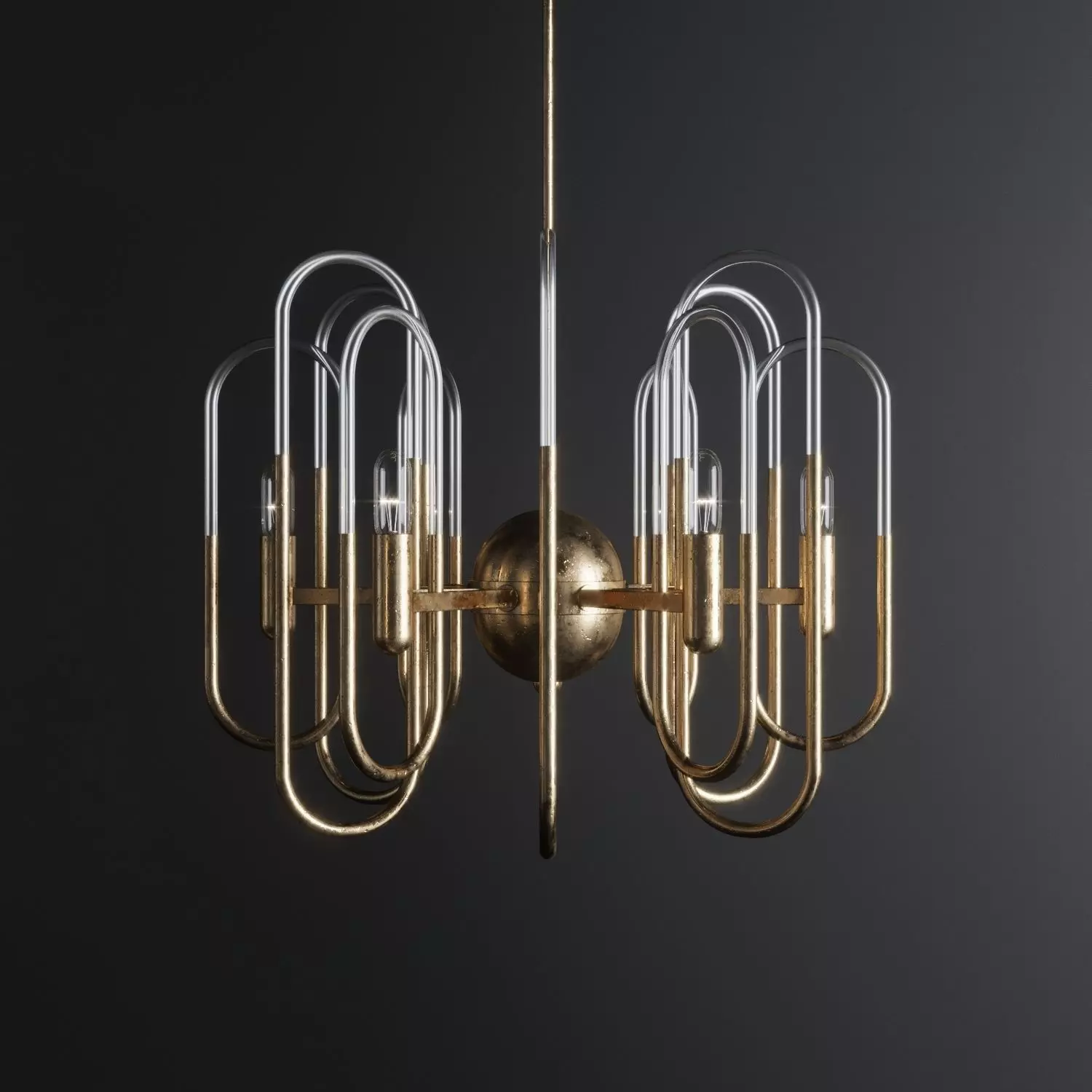 Gaetano Sciolari Brass Chandelier 3D model_0