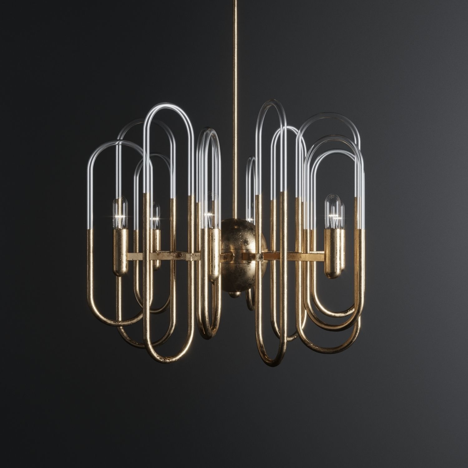 Gaetano Sciolari Brass Chandelier 3D model_3