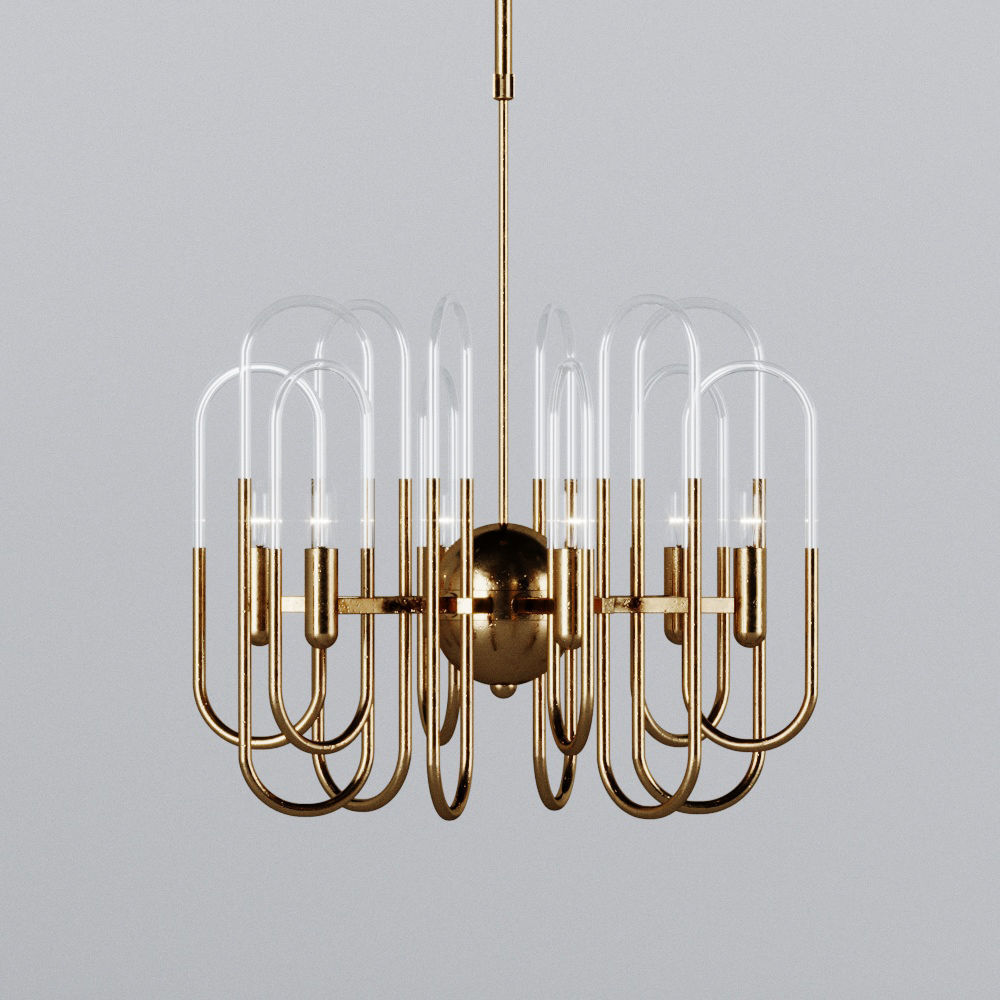 Gaetano Sciolari Brass Chandelier 3D model_1