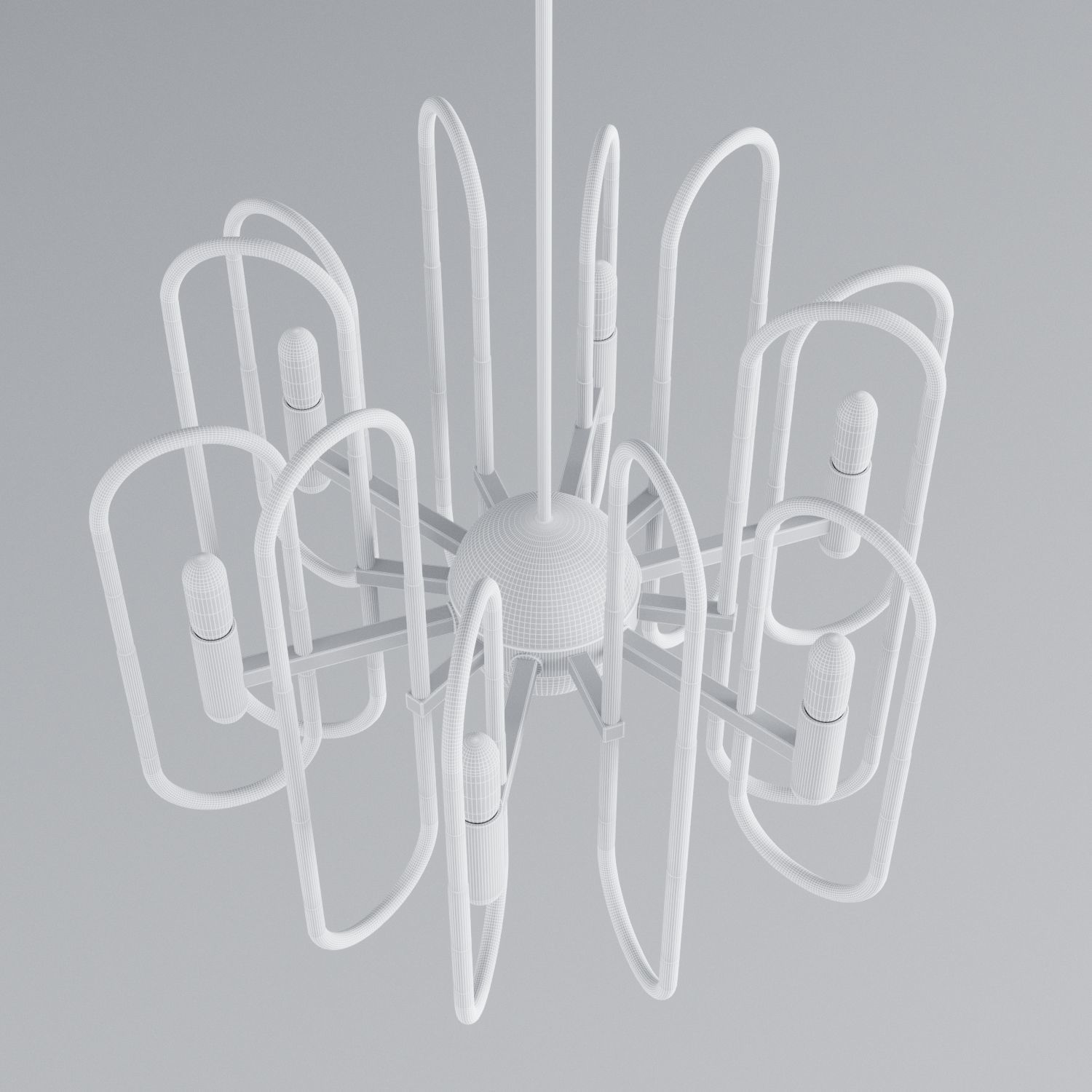 Gaetano Sciolari Brass Chandelier 3D model_4