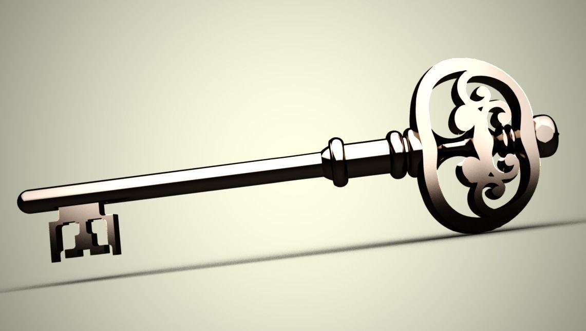 Old Key Low-poly 3D model_0